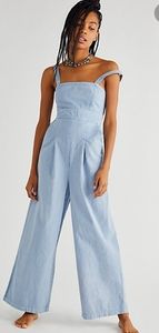 Free People Charlie Utility Jumpsuit In Chambray